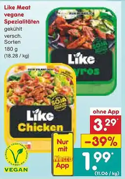 Netto Marken-Discount Like Meat vegane Spezialitäten Angebot
