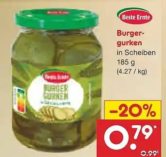Netto Marken-Discount Beste Ernte Burger- gurken Angebot