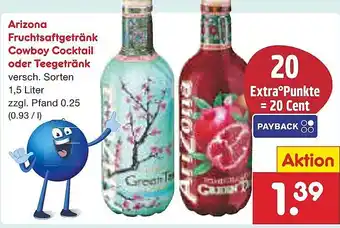 Netto Marken-Discount Arizona Fruchtsaftgetränk Cowboy Cocktail oder Teegetränk Angebot