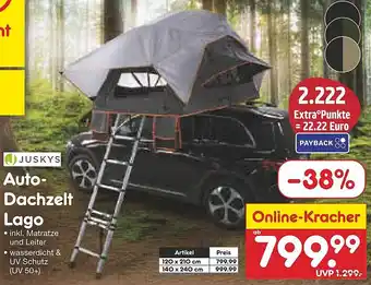 Netto Marken-Discount JUSKYS Auto- Dachzelt Lago Angebot