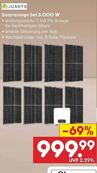 Netto Marken-Discount JUSKYS Solaranlage Set 3.000 W Angebot