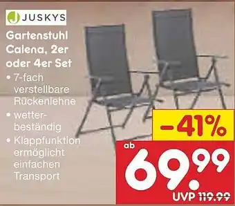 Netto Marken-Discount JUSKYS Gartenstuhl Calena, 2er oder 4er Set Angebot