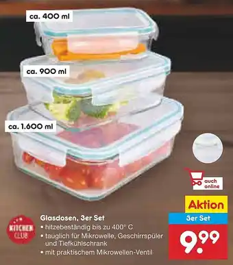 Netto Marken-Discount KITCHEN CLUB Glasdosen, 3er Set Angebot