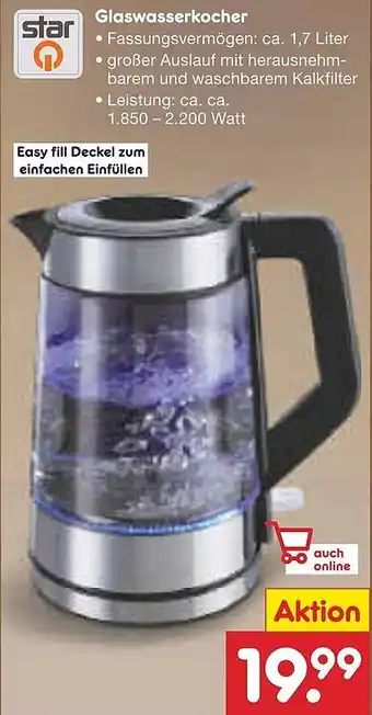 Netto Marken-Discount star Glaswasserkocher Angebot