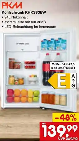 Netto Marken-Discount PKM Kühlschrank KHKS93EW Angebot