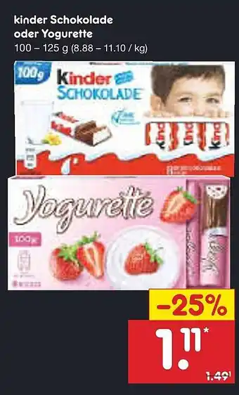 Netto Marken-Discount kinder Schokolade oder Yogurette Angebot