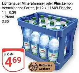 Globus Lichtenauer Mineralwasser oder Plus Lemon Angebot