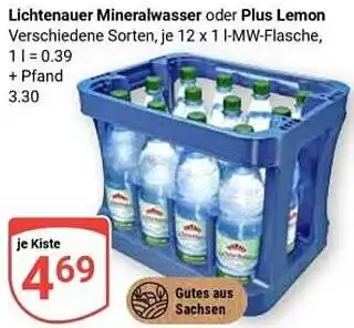 Globus Lichtenauer Mineralwasser oder Plus Lemon Angebot
