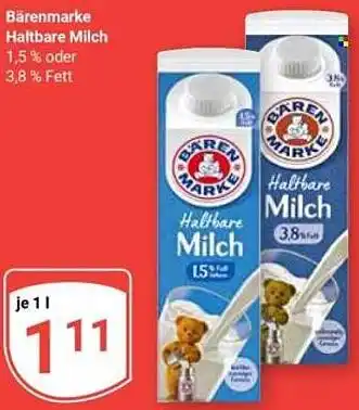 Globus Bärenmarke Haltbare Milch Angebot