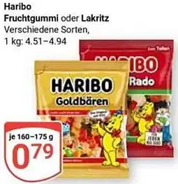 Globus Haribo Fruchtgummi oder Lakritz Angebot