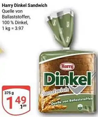 Globus Harry Dinkel Sandwich Angebot