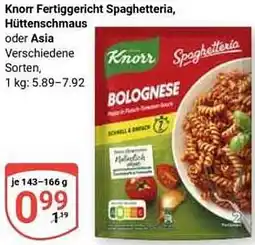 Globus Knorr Fertiggericht Spaghetteria, Hüttenschmaus oder Asia Angebot