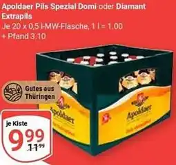 Globus Apoldaer Pils Spezial Domi oder Diamant Extrapils Angebot
