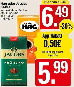 WEZ Hag oder Jacobs Kaffee Angebot