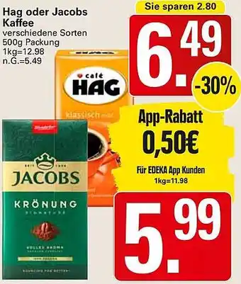 WEZ Hag oder Jacobs Kaffee Angebot