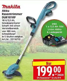 Wreesmann Makita Akku Rasentrimmer DUR181RF Angebot