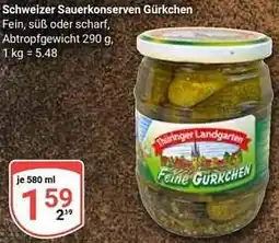 Globus Schweizer Sauerkonserven Gürkchen Angebot
