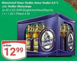 Globus Mönchshof Natur-Radler, Natur-Radler 0,0% oder Radler-Blutorange Angebot