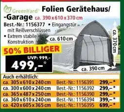 Norma Folien Gerätehaus/-Garage ca. 390 x 610 x 370 cm Angebot