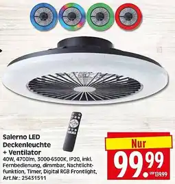 Wreesmann Salerno LED Deckenleuchte + Ventilator Angebot