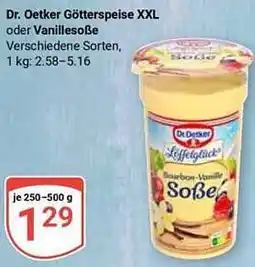 Globus Dr. Oetker Götterspeise XXL oder Vanillesoße Angebot
