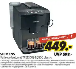 MEDIMAX SIEMENS Kaffeevollautomat TP511D09 EQ500 classic Angebot
