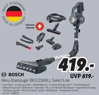 MEDIMAX BOSCH Akku-Stielsauger BKS711MALL Select Line Angebot