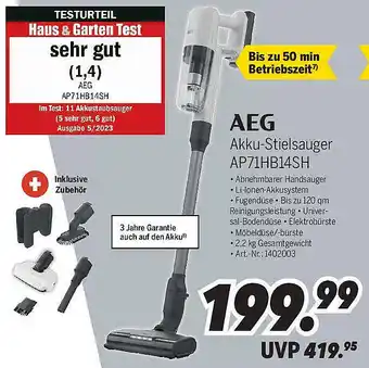 MEDIMAX AEG Akku-Stielsauger AP71HB14SH Angebot