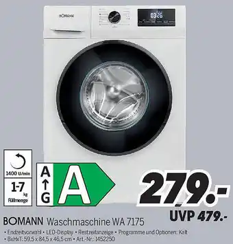 MEDIMAX BOMANN Waschmaschine WA 7175 Angebot