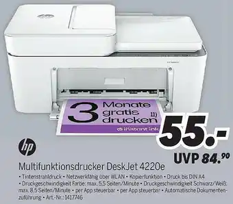 MEDIMAX hp Multifunktionsdrucker DeskJet 4220e Angebot