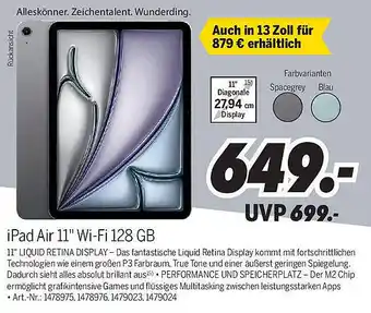 MEDIMAX iPad Air 11" Wi-Fi 128 GB Angebot