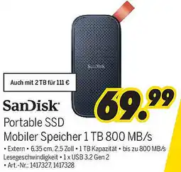 MEDIMAX SanDisk Portable SSD Mobiler Speicher 1 TB 800 MB/s Angebot
