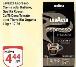 Globus Lavazza Espresso Crema oder Italiano, Qualità Rossa, Caffè Decaffeinato oder Tierra Bio Organic Angebot