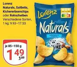 Globus Lorenz Naturals, Saltletts, Kichererbsenchips oder Rohscheiben Angebot