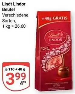 Globus Lindt Lindor Beutel Angebot