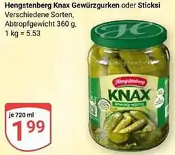 Globus Hengstenberg Knax Gewürzgurken oder Sticksi Angebot