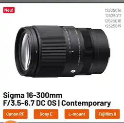 Kamera Express Sigma, canon rf, sony e, l-mount, fujifilm x 16-300mm f/3.5-6.7 dc os | contemporary Angebot