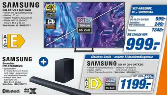 expert Techno Land SAMSUNG GQ 65 Q74 DATXZG und Soundbar HW-B760GD/ZG Angebot