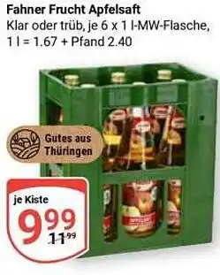 Globus Fahner Frucht Apfelsaft Angebot