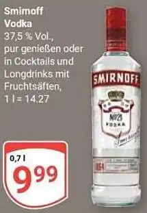 Globus Smirnoff Vodka Angebot