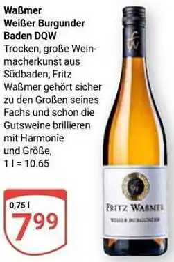 Globus Waẞmer Weißer Burgunder Baden DQW Angebot