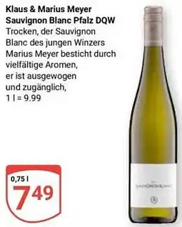 Globus Klaus & Marius Meyer Sauvignon Blanc Pfalz DQW Angebot