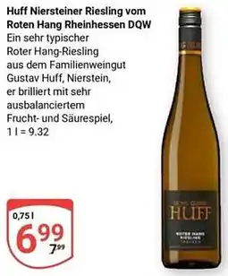 Globus Huff Niersteiner Riesling vom Roten Hang Rheinhessen DQW Angebot