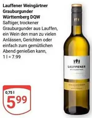 Globus Lauffener Weingärtner Grauburgunder Württemberg DQW Angebot