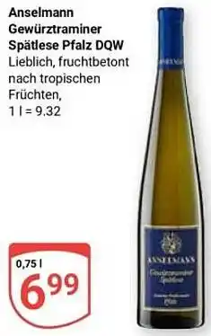 Globus Anselmann Gewürztraminer Spätlese Pfalz DQW Angebot