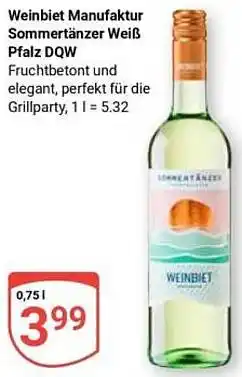 Globus Weinbiet Manufaktur Sommertänzer Weiß Pfalz DQW Angebot