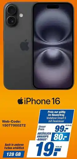 expert Techno Land Apple iPhone 16 Angebot