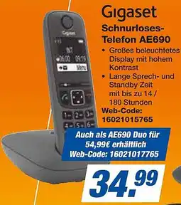 expert Techno Land Gigaset Schnurloses Telefon AE690 Angebot