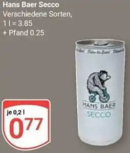 Globus Hans Baer Secco Angebot