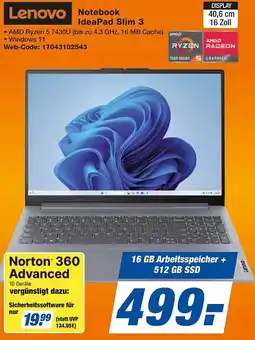 expert Techno Land Lenovo Notebook IdeaPad Slim 3 Angebot